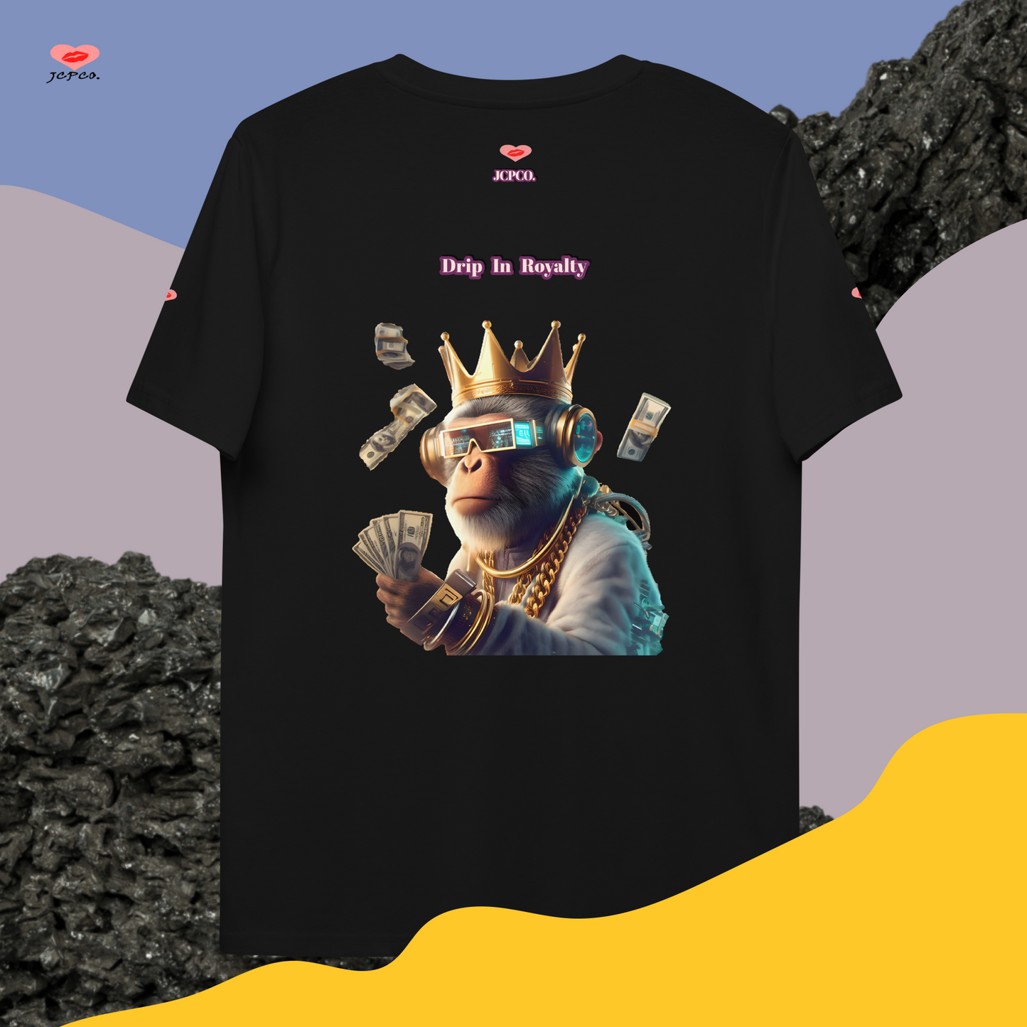 👑Crown Up Stack Up 💵 Drip in Royalty💎 Monkey🐵 Unisex organic cotton t-shirt👕