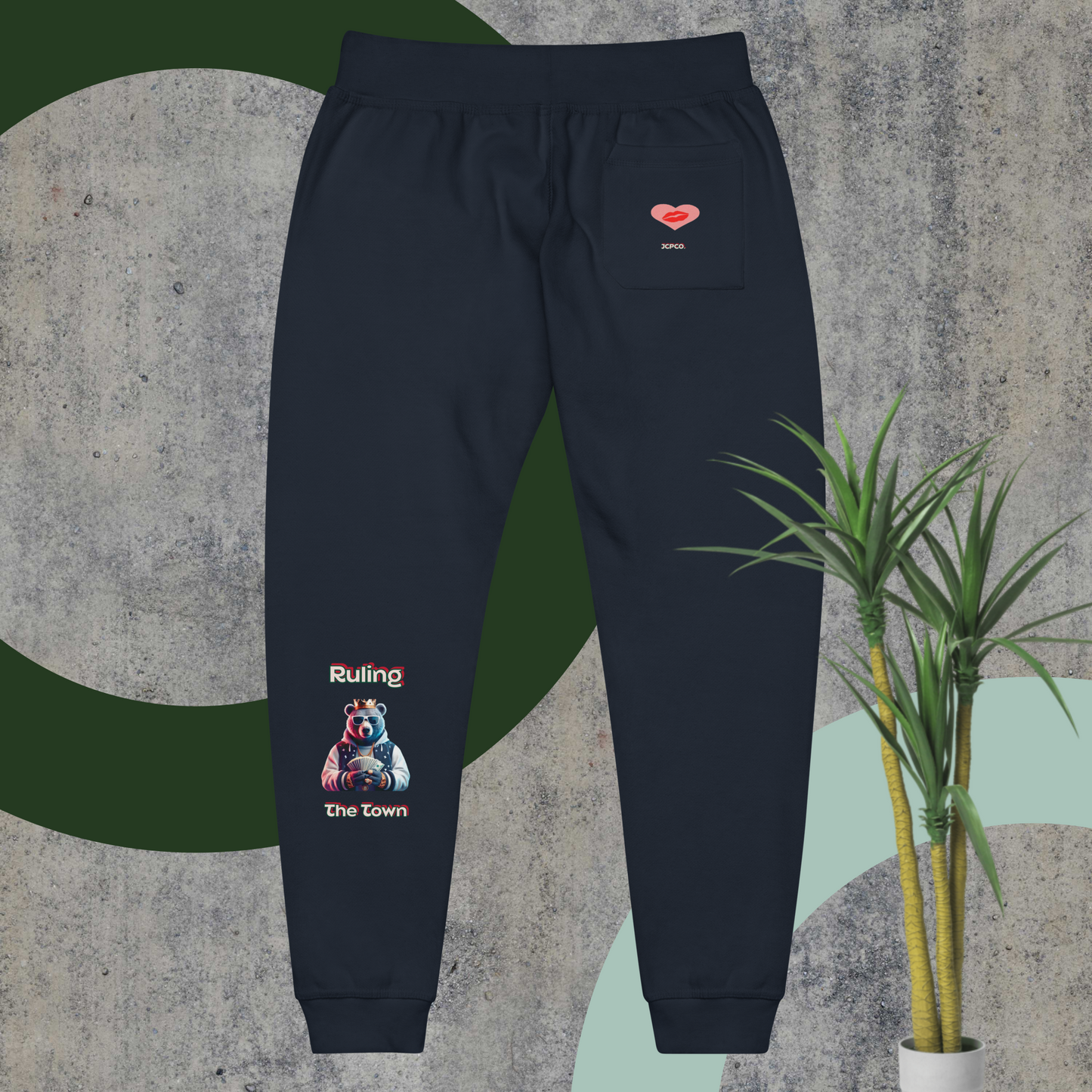 💕The Bear with Cash🐻💵 and a Crown Ruling the Town👑 Unisex fleece sweatpants👖
