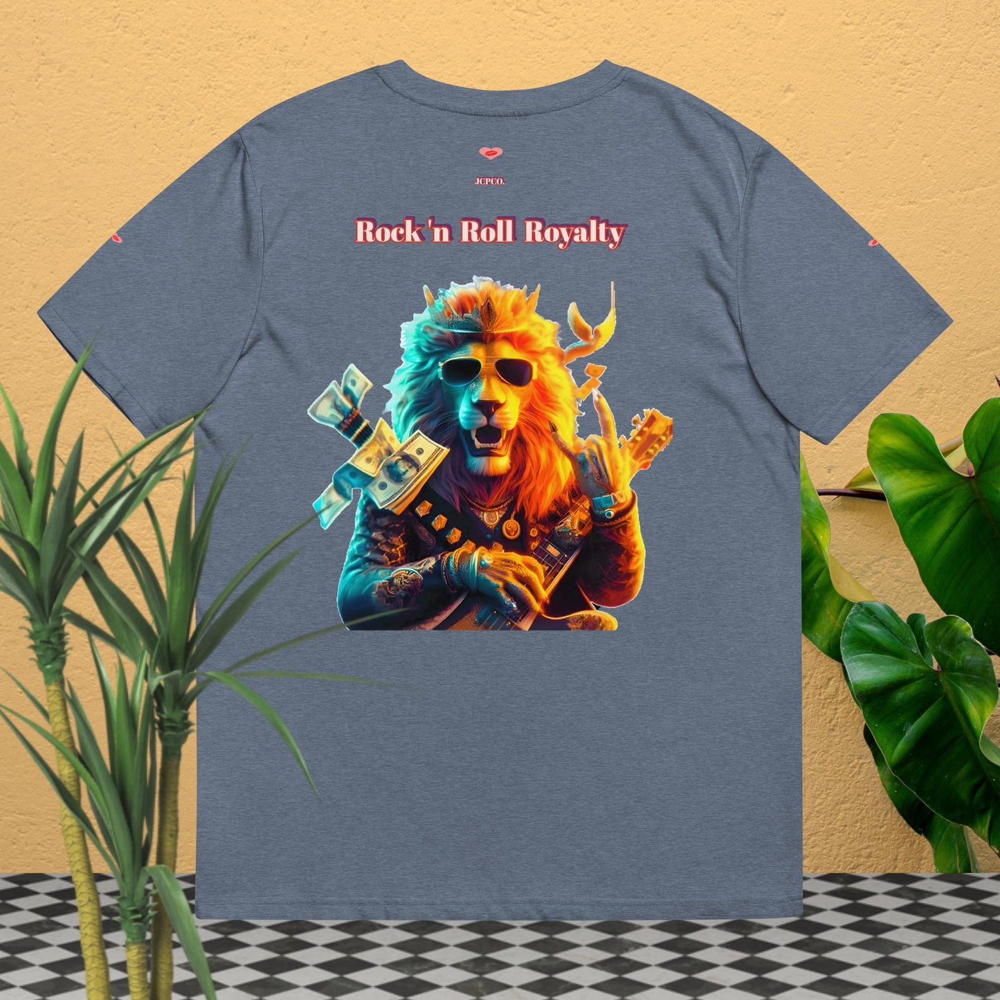 👑🦁Heavenly Crown Earthly Sound Rock 'n Roll🎸Unisex Organic Cotton T-Shirt👕