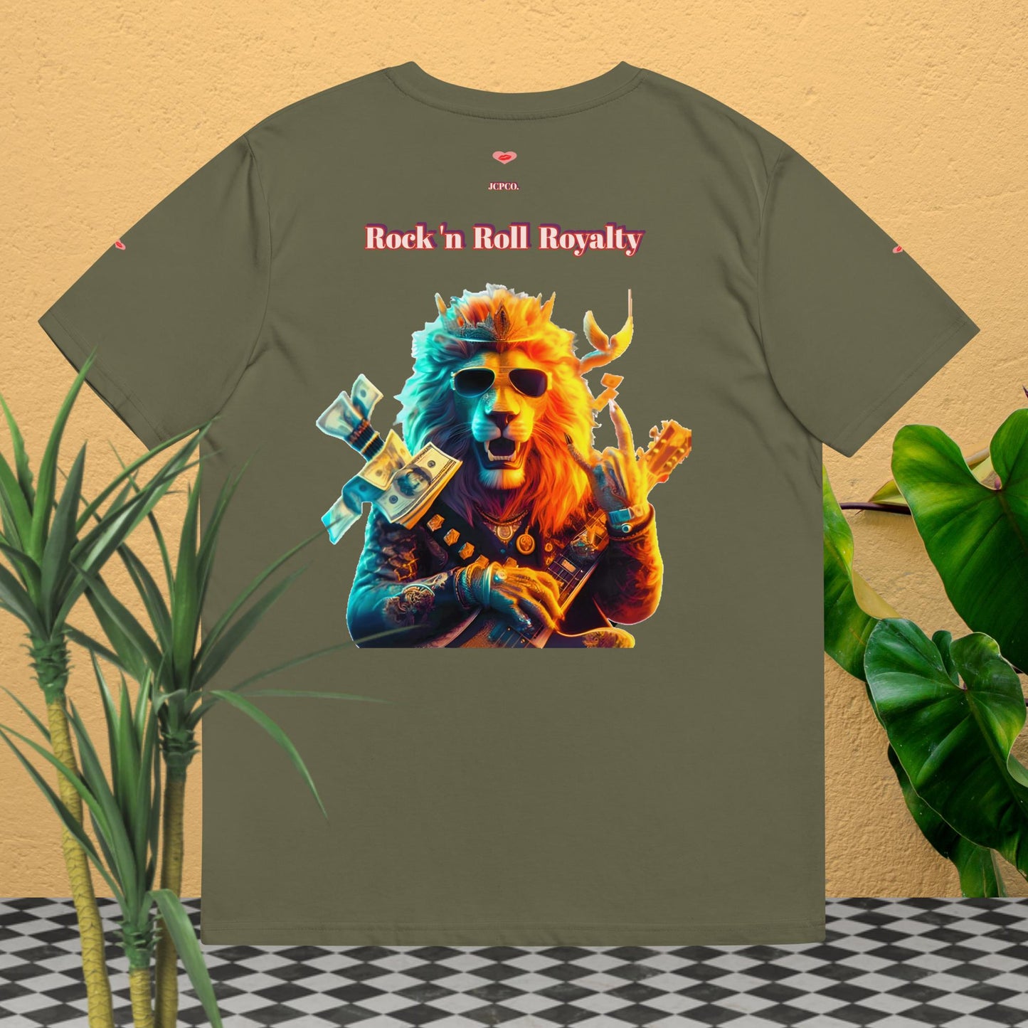 👑🦁Heavenly Crown Earthly Sound Rock 'n Roll🎸Unisex Organic Cotton T-Shirt👕