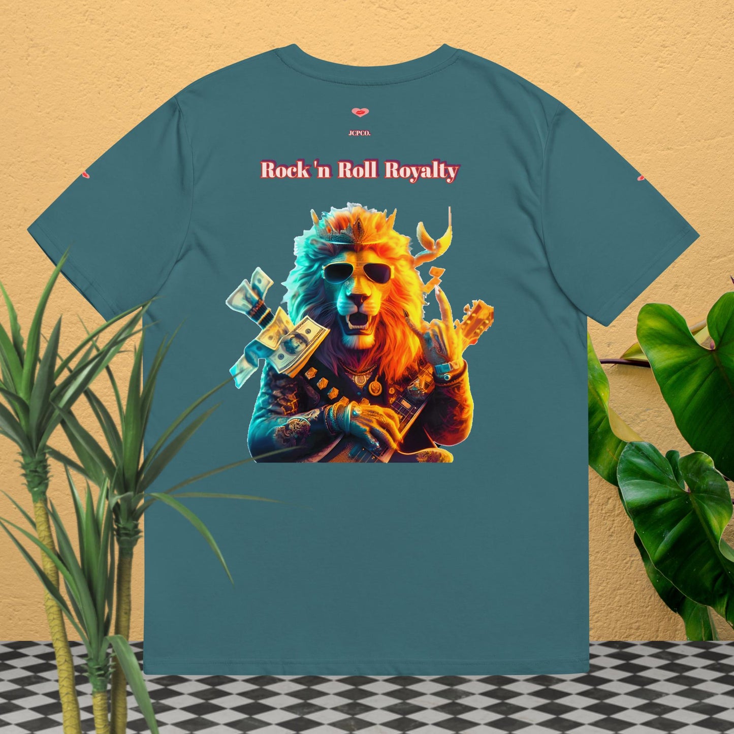 👑🦁Heavenly Crown Earthly Sound Rock 'n Roll🎸Unisex Organic Cotton T-Shirt👕