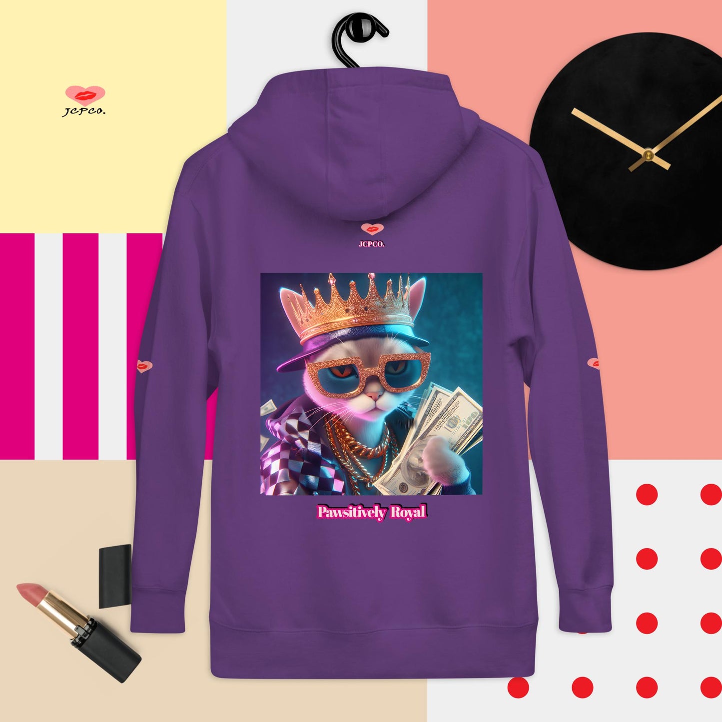 💕Money Meowves😸 Pawsitively Royal Kitty Cat😻 Unisex Hoodie🧥